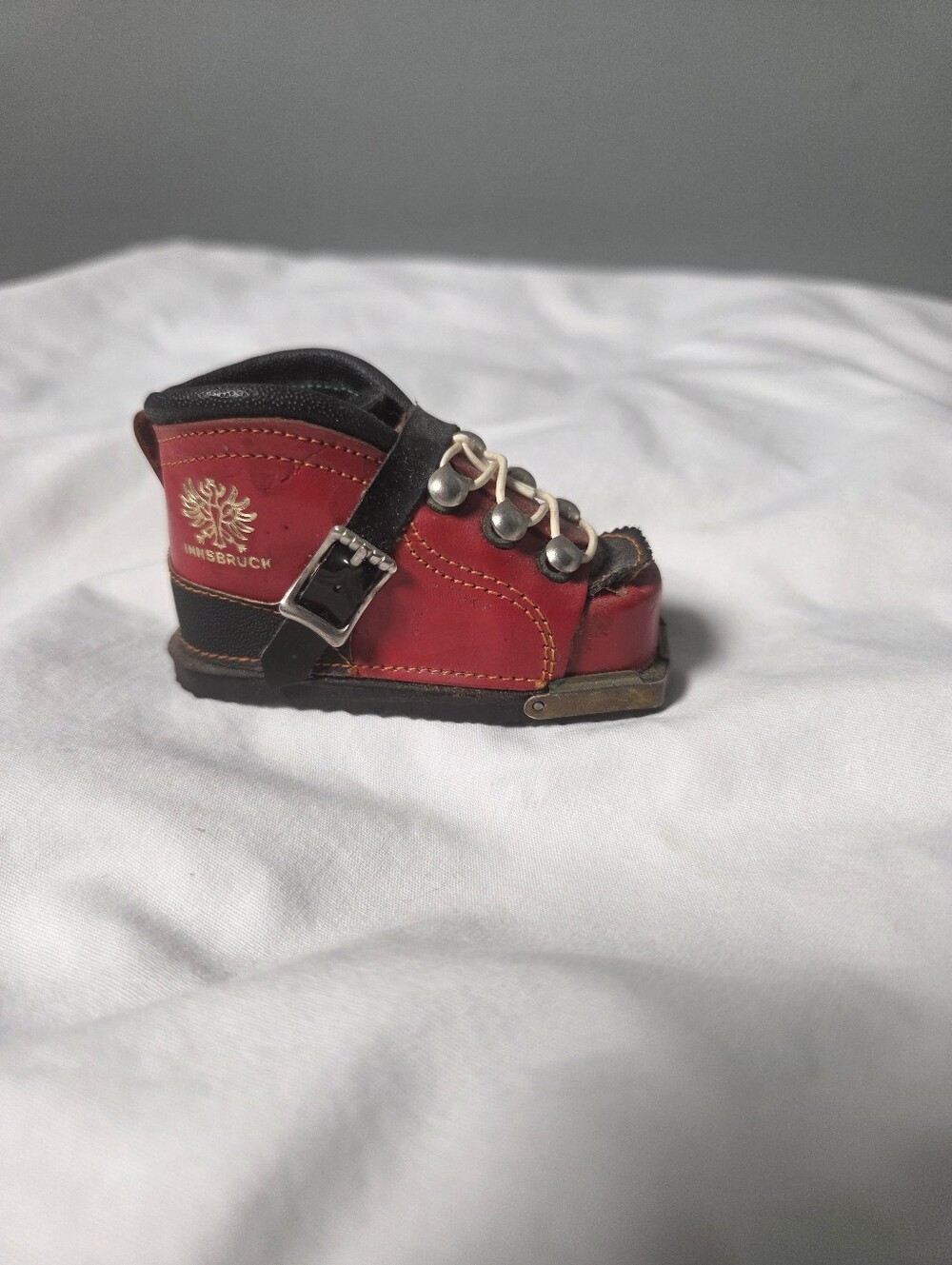 vintage Austrian souvenir miniature leather boot marked Innsbruck